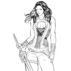 Coloriage Gamora debout avec son épée