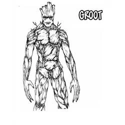 Coloriage Groot debout en pleine posture