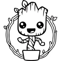 Coloriage Groot bébé dansant dans un pot