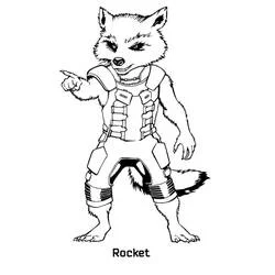 Coloriage Rocket debout en train de pointer du doigt