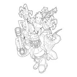 Coloriage Les Gardiens de la Galaxie en pose d'action