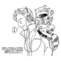 Coloriage Star-Lord et Rocket dos à dos