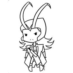 Coloriage Loki chibi au casque à cornes