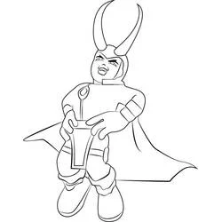 Coloriage Loki qui rit avec son casque à cornes