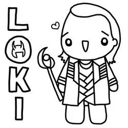 Coloriage Loki en style kawaii chibi