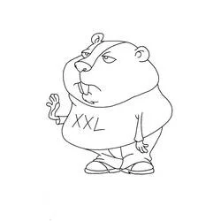 Coloriage Timmy le hamster rond portant un tee-shirt XXL Coloriage Timmy le hamster rond portant un tee-shirt XXL