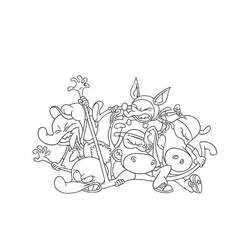 Coloriage Groupe d'animaux rigolos entassés ensemble Coloriage Groupe d'animaux rigolos entassés ensemble