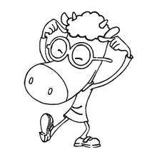 Coloriage Vache de dessin animé avec des lunettes qui danse Coloriage Vache de dessin animé avec des lunettes qui danse
