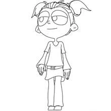 Coloriage Fille aux couettes debout Coloriage Fille aux couettes debout
