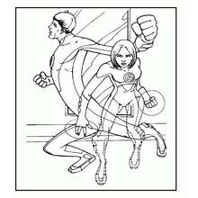 Coloriage Mr. Fantastique et la Femme invisible en action Coloriage Mr. Fantastique et la Femme invisible en action