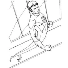 Coloriage Mr. Fantastique étirant son corps à travers une fenêtre Coloriage Mr. Fantastique étirant son corps à travers une fenêtre