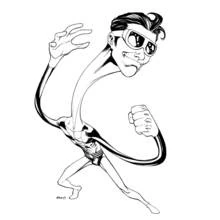 Coloriage Plastic Man en pose de combat élastique