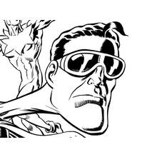 Coloriage Plastic Man en gros plan avec des lunettes