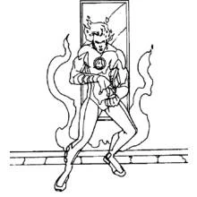 Coloriage La Torche Humaine devant un miroir