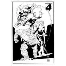 Coloriage Quatre Fantastiques prêts à combattre