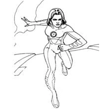 Coloriage Invisible Woman en pose d'action