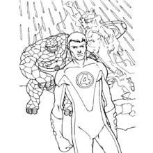 Coloriage Quatre Fantastiques réunis sous la pluie