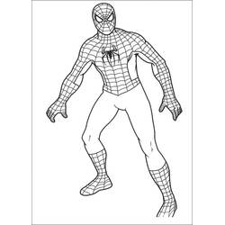 Coloriage Spiderman en position prête à l'action