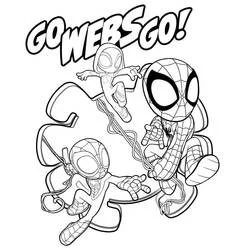 Coloriage Spidey et Ses Amis Extraordinaires en pleine action