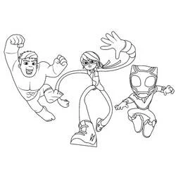 Coloriage Spidey et Ses Amis Extraordinaires bondissant à l'action