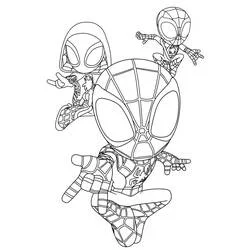 Coloriage Spidey et ses amis extraordinaires en pleine action
