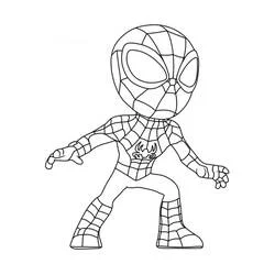 Coloriage Spidey en pose d'action dynamique