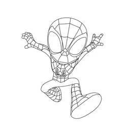 Coloriage Spidey sautant les bras grands ouverts