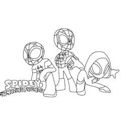 Coloriage Spidey et Ses Amis Extraordinaires en pleine action