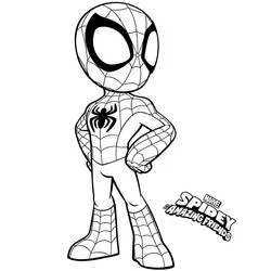 Coloriage Spidey debout, les mains sur les hanches