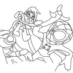 Coloriage Ghost-Spider entourée de personnages