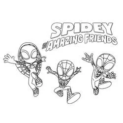 Coloriage Spidey et Ses Amis Extraordinaires en pleine action