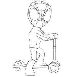 Coloriage Spidey en trottinette