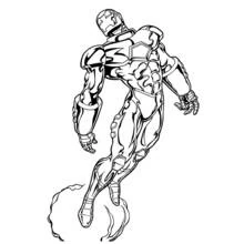 Coloriage Iron Man volant avec ses bottes propulseurs