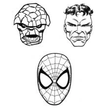 Coloriage La Chose, un visage héroïque et Spider-Man
