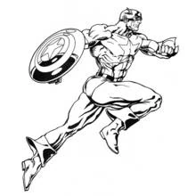 Coloriage Captain America bondissant à l'action