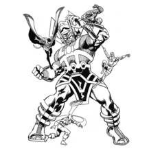 Coloriage Galactus affrontant un groupe de super-héros