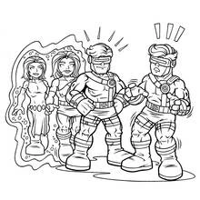 Coloriage Cyclope dédoublé avec ses coéquipiers X-Men