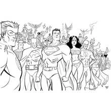 Coloriage Super-héros réunis en groupe