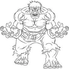 Coloriage Hulk en position de combat féroce