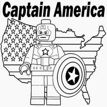 Coloriage Captain America en Lego avec bouclier et carte