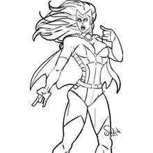 Coloriage Scarlet Witch lançant un sort