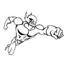 Coloriage Super-héros volant poing en avant