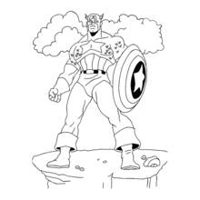 Coloriage Captain America debout sur un rocher