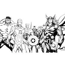 Coloriage Avengers réunis côte à côte