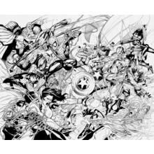 Coloriage Avengers dans une immense bataille de super-héros