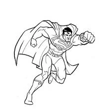 Coloriage Super-héros volant en position de combat