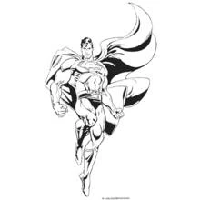 Coloriage Superman en plein vol, cape déployée
