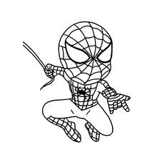 Coloriage Spider-Man en plein saut avec sa toile