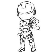 Coloriage Iron Man chibi lançant un rayon repulseur