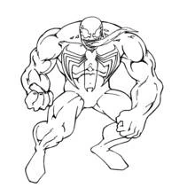 Coloriage Venom accroupi la langue pendante